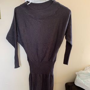 Dark grey ribbed long sleeve bodycon dress